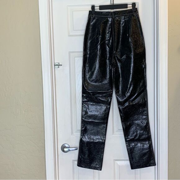 White Fox Faux Leather Pants Black High Rise Size Small - Picture 8 of 8